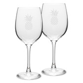 Pineapple 16 oz Classic White Wine Glass - Set of 2