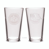 Irish Celtic Logo Deep Etched 16 oz Crystal American Flag Glass