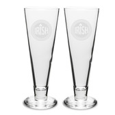 Irish Celtic Logo Deep Etched 16 oz Classic Beer Pilsner -Set of 2