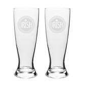 Irish Celtic Logo Deep Etched 23 oz University Beer Pilsner - Set of 2