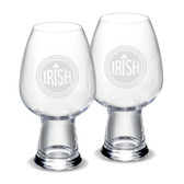 Irish Celtic Logo Deep Etched 18.25 Luigi Bormioli IPA Glass - Set of 2