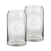 Irish Celtic Logo Deep Etched 16 oz Beer Can Glass - Set of 2