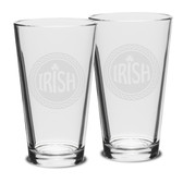 Irish Celtic Logo Deep Etched 16 OZ Classic Pub Glass - Set of 2