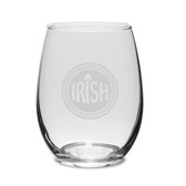 Irish Celtic Logo Deep Etched 15 oz Stemless White Wine Glass