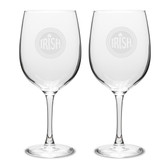 Irish Celtic Logo Deep Etched 19 oz Classic Red Wine Glass - Set of 2
