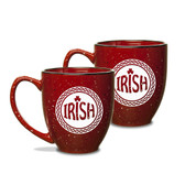 Irish Celtic Logo Deep Etched 15 oz Red Bistro Mug - Set of 2