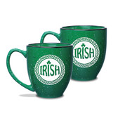 Irish Celtic Logo Deep Etched 15 oz Green Bistro Mug - Set of 2