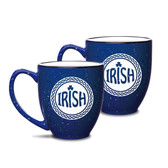 Irish Celtic Logo Deep Etched 15 oz Cobalt Bistro Mug - Set of 2