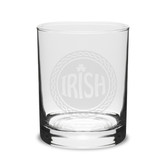 Irish Celtic Logo Deep Etched 14 oz Classic Double Old Fashion Glass