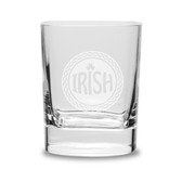 Irish Celtic Logo Deep Etched Luigi Bormioli 11.75 oz Square Round Double Old Fashion Glass
