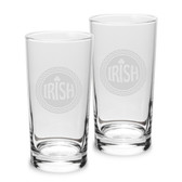 Irish Celtic Logo Deep Etched 10 oz Classic High Ball Glass - Set of 2