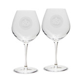Irish Celtic Logo Deep Etched Luigi Bormioli 22 oz Titanium Robusto Wine Glass - Set of 2