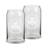Shamrock Celtic Logo 16 oz Beer Can Glass - Set of 2