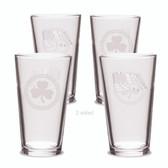 Shamrock Celtic Logo 16 oz Crystal American Flag Glass - Set of 2