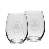 Shamrock Celtic Logo 15 oz Stemless White Wine Glass - Set of 2
