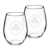 Shamrock Celtic Logo 21 oz Stemless Red Wine Glass - Set of 2