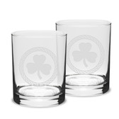 Shamrock Celtic Logo 14 oz Classic Double Old Fashion Glass - Set of 2
