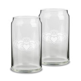 Claddagh Ring Logo 16 oz Beer Can Glass - Set of 2