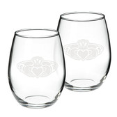Claddagh Ring Logo 21 oz Stemless Red Wine Glass - Set of 2