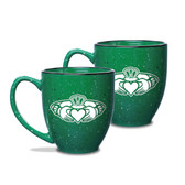 Claddagh Ring Logo 15 oz Green Bistro Mug - Set of 2