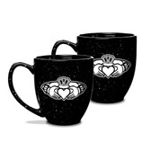 Claddagh Ring Logo 15 oz Black Bistro Mug - Set of 2