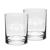 Claddagh Ring Logo 14 oz Classic Double Old Fashion Glass - Set of 2