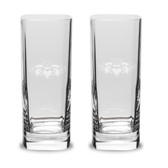 Claddagh Ring Logo Luigi Bormioli 13.50 oz Square Round Highball Glass - Set of 2