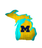 Michigan Wolverines Sign Wood Logo State Design