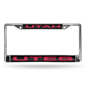 Utah Utes LASER Chrome Frame (BLACK W/RED LTR