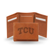 TCU Horned Frogs Embossed Leather Trifold Wallet