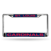 St. Louis Cardinals - SL LASER Chrome Frame  - NAVY BACKGROUND WITH RED LETTERS