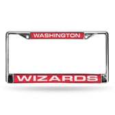 Washington Wizards LASER Chrome Frame  - RED BACKGROUND WITH WHITE LETTERS