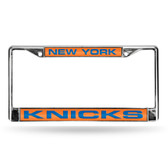 New York Knicks LASER Chrome Frame  - ORANGE BACKGROUND WITH ROYAL LETTERS