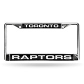 Toronto Raptors LASER Chrome Frame  - BLACK BACKGROUND WITH WHITE LETTERS