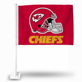 Kansas City Chiefs HELMET ON RED BACKGROUND Car Flag