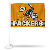Green Bay Packers HELMET YELLOW BKG Car Flag