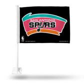 San Antonio Spurs VINTAGE LOGO Car Flag BLACK BKG