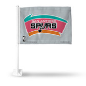 San Antonio Spurs VINTAGE LOGO Car Flag GREY BKG