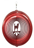 Long Hair Chihuahua Circle Red Wind Spinner