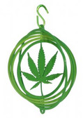 Marijuana Leaf Tini Lime Green Wind Spinner