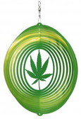 Marijuana Leaf Circle Lime Green Wind Spinner