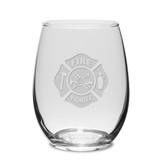 Firefighter 15 oz Stemless White Wine Glass