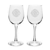 Firefighter 12 oz Classic White Wine Glass - Set of 2