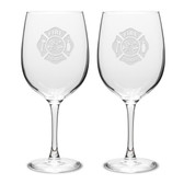 Firefighter 19 oz Classic Red Wine Glass - Set of 2