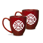 Firefighter 15 oz Red Bistro Mug - Set of 2