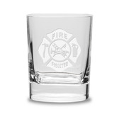 Firefighter Luigi Bormioli 11.75 oz Square Round Double Old Fashion Glass