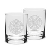 Firefighter 14 oz Classic Double Old Fashion Glass - Set of 2