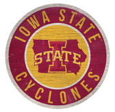 Iowa State Cyclones Sign Wood 12 Inch Round State Design