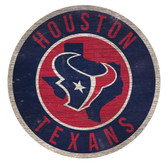 Houston Texans Sign Wood 12 Inch Round State Design