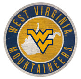 West Virginia Mountaineers Sign Wood 12 Inch Round State Design